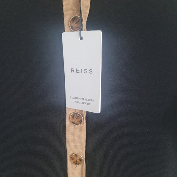 NWT REISS Mia Colorblock Knit Midi Dress Black/Tan Size XS - Picture 7 of 8